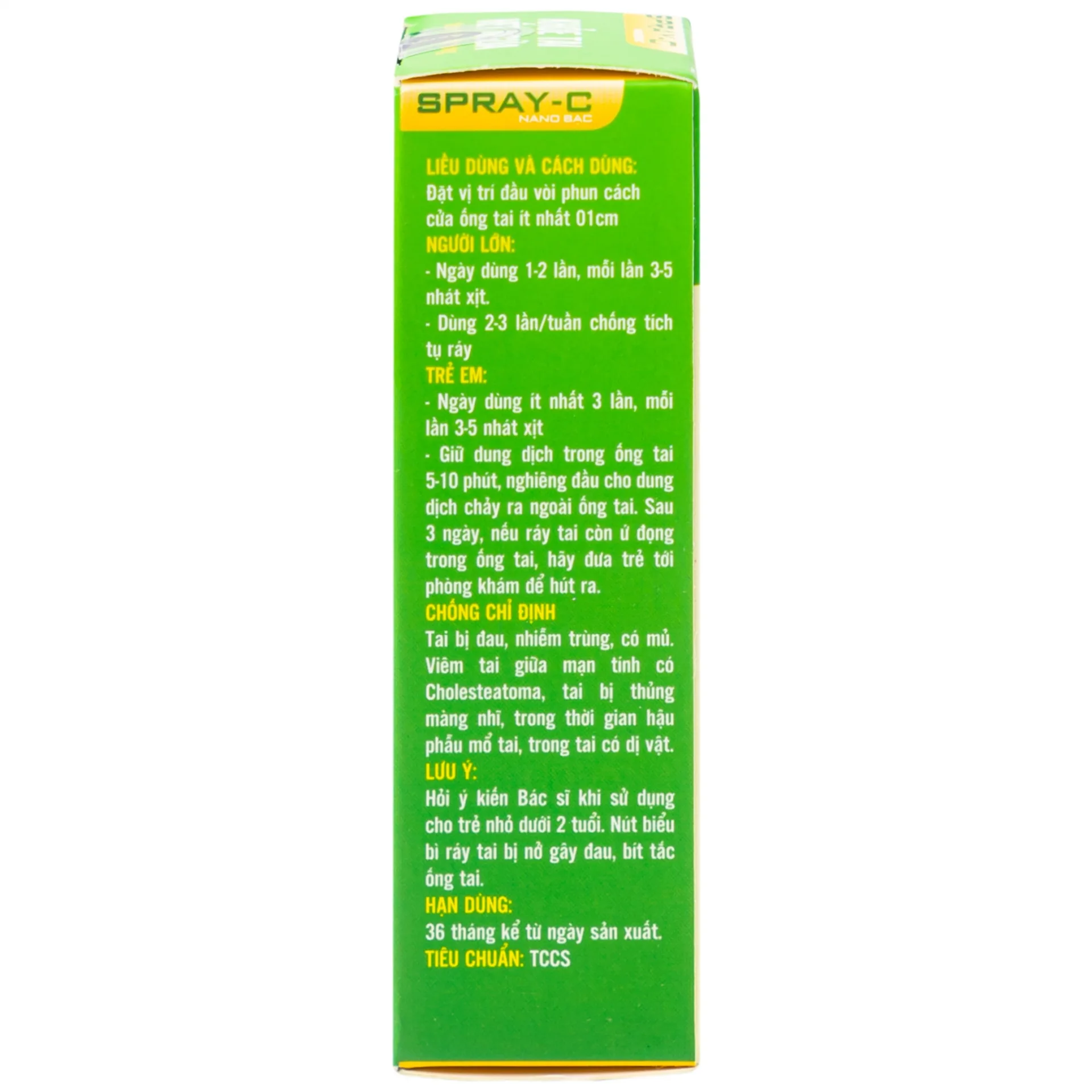 Hình ảnh Phun sương vệ sinh tai Spray-C Nano Bạc Aero Chemie làm sạch ráy tai, phục hồi cơ chế tự làm sạch ráy (15ml)