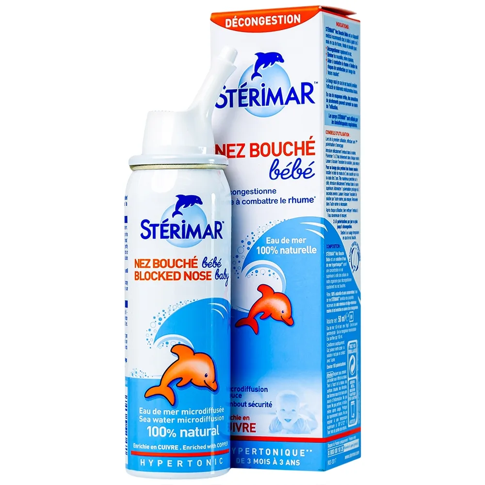 Hình ảnh Dung dịch xịt mũi Stérimar Blocked Nose Baby 50ml làm sạch, loại bỏ bụi bẩn niêm mạc mũi cho trẻ từ 3 tháng - 3 tuổi