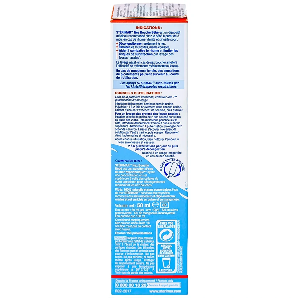 Hình ảnh Dung dịch xịt mũi Stérimar Blocked Nose Baby 50ml làm sạch, loại bỏ bụi bẩn niêm mạc mũi cho trẻ từ 3 tháng - 3 tuổi
