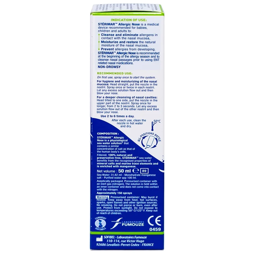 Hình ảnh Dung dịch xịt mũi Stérimar Allergic Nose 50ml hỗ trợ điều trị viêm mũi dị ứng cho trẻ từ 6 tháng - người lớn