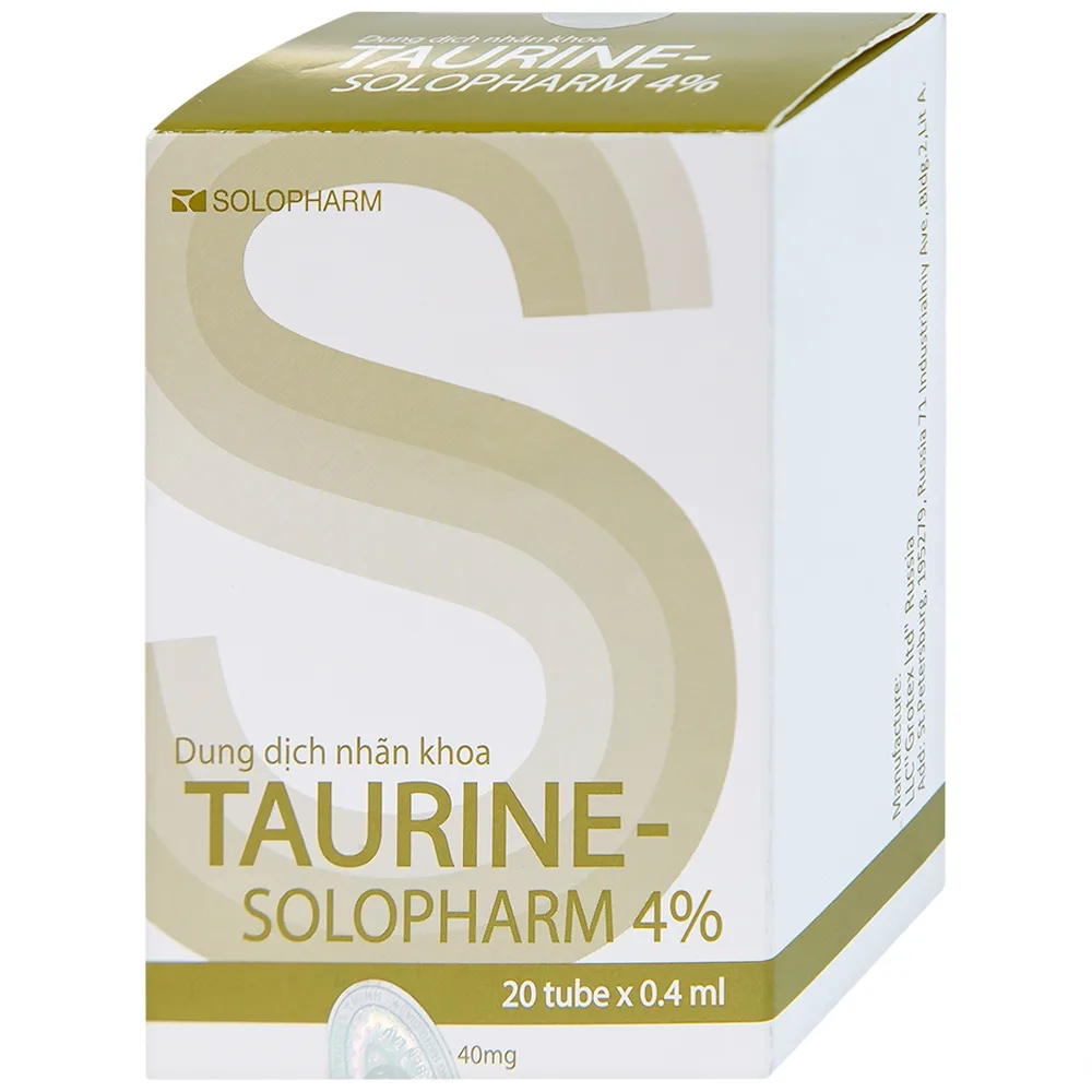 Hình ảnh Dung dịch nhãn khoa Taurine-Solopharm 4% điều trị loạn dưỡng giác mạc, viêm giác mạc (20 tuýp x 0,4ml)
