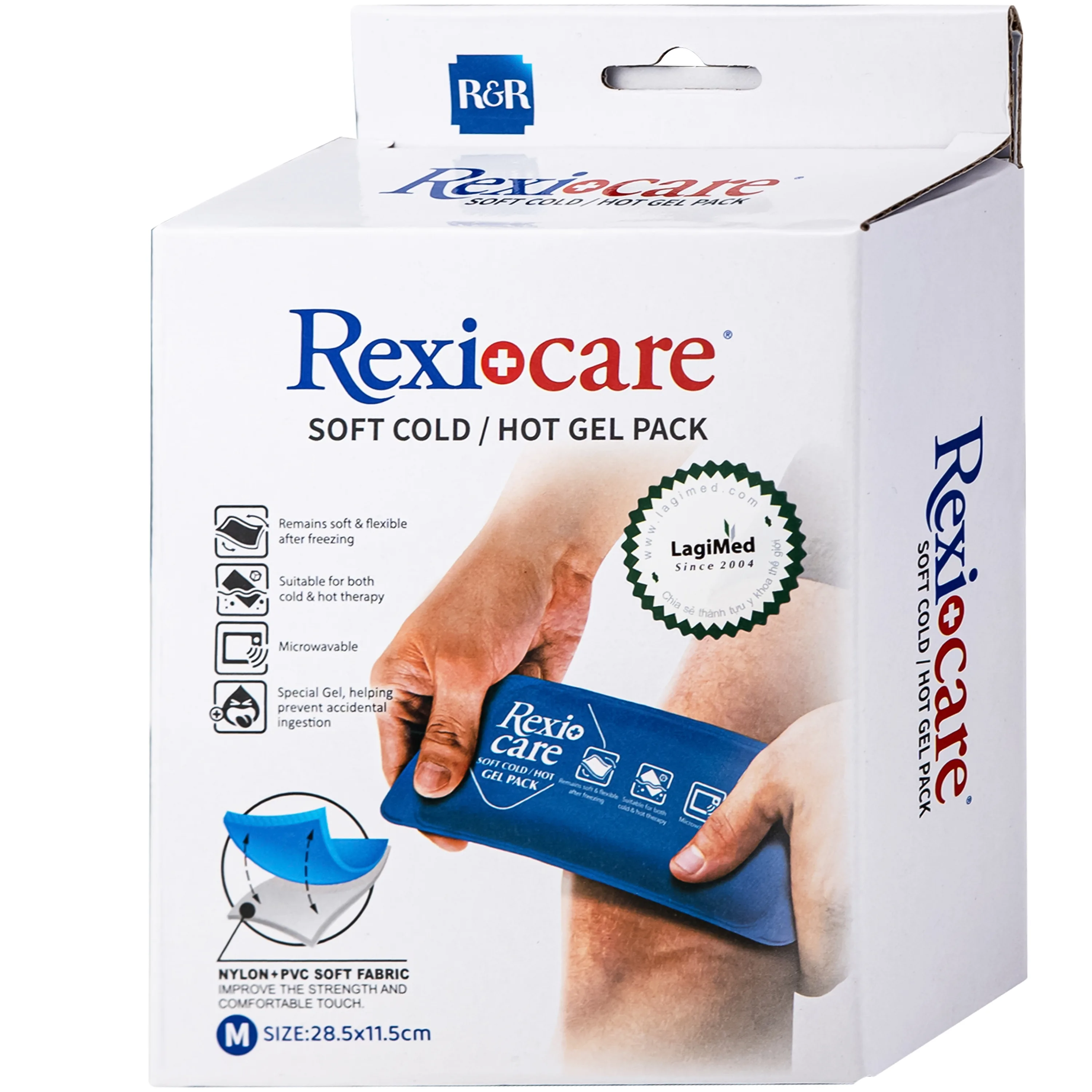 Hình ảnh Túi chườm nóng, lạnh Rexicare gel (28.5x11.5cm) Làm giảm co thắt cơ, đau, sưng phù, bầm máy sau chấn thương, thủ thuật nha khoa, côn trùng cắn