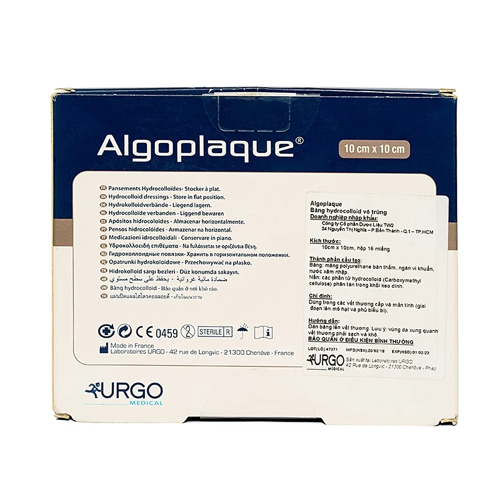 Hình ảnh Băng dán có gạc vô trùng Algoplaque Urgo size 10cm x 10cm dùng để băng các vết thương (16 cái)