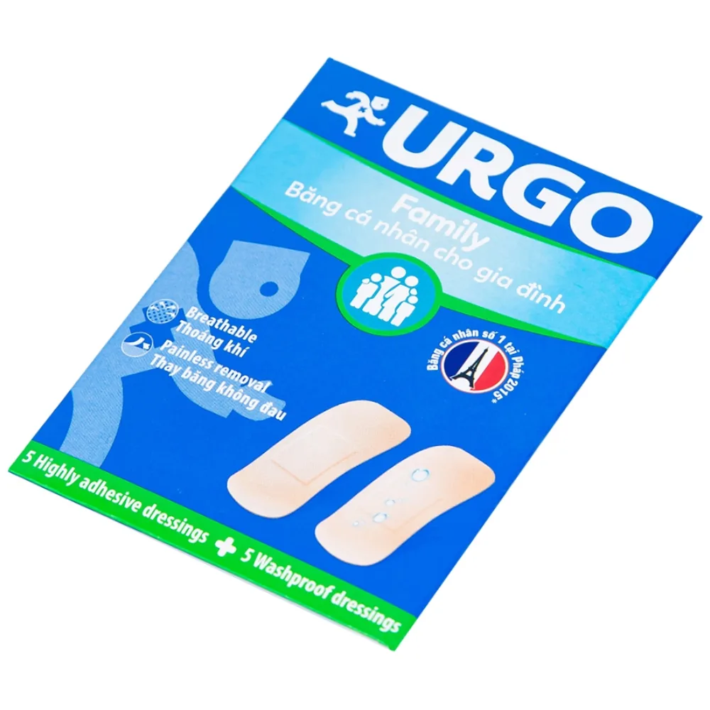 Hình ảnh Băng cá nhân độ dính cao, co giãn tốt Urgo Family size 2cm x 6cm bảo vệ các vết thương nhỏ (10 miếng) 