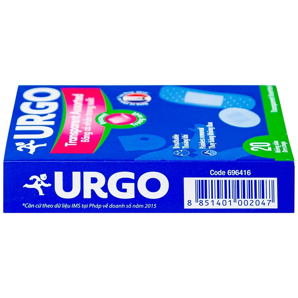 Hình ảnh Băng cá nhân trong suốt Urgo Transparent Assorted bảo vệ các vết thương nhỏ, vết trầy xước, rách da (20 miếng)