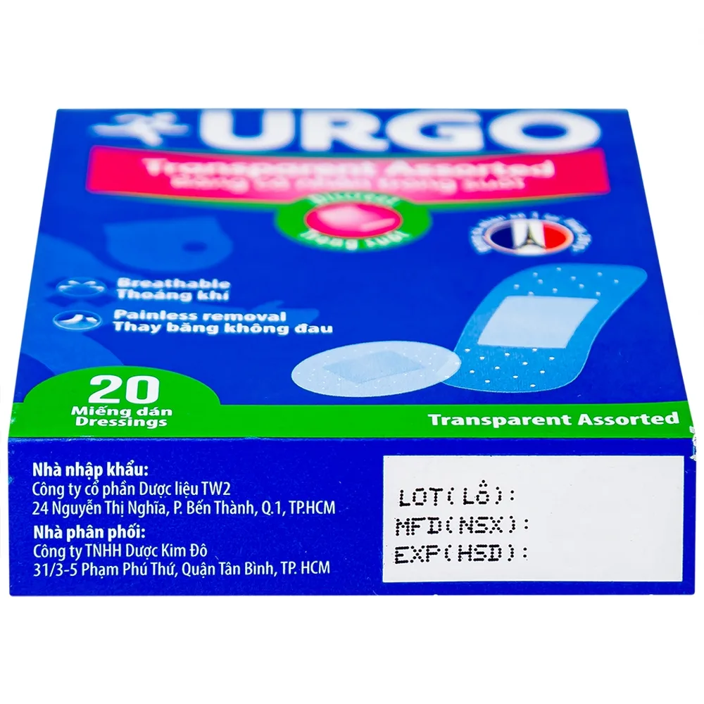 Hình ảnh Băng cá nhân trong suốt Urgo Transparent Assorted bảo vệ các vết thương nhỏ, vết trầy xước, rách da (20 miếng)