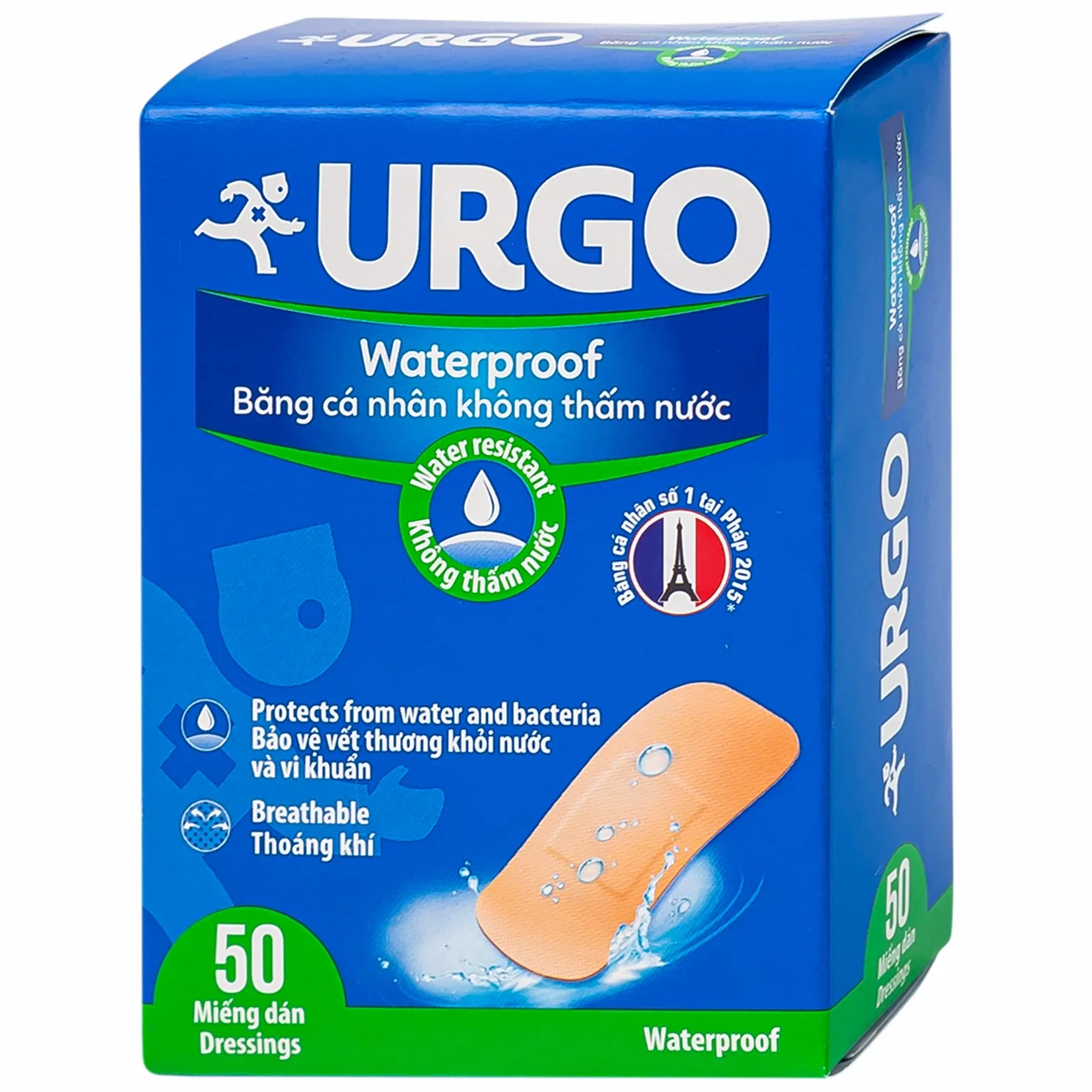 Hình ảnh Băng cá nhân không thấm nước Urgo Waterproof bảo vệ vết thương khỏi nước và vi khuẩn (50 miếng)