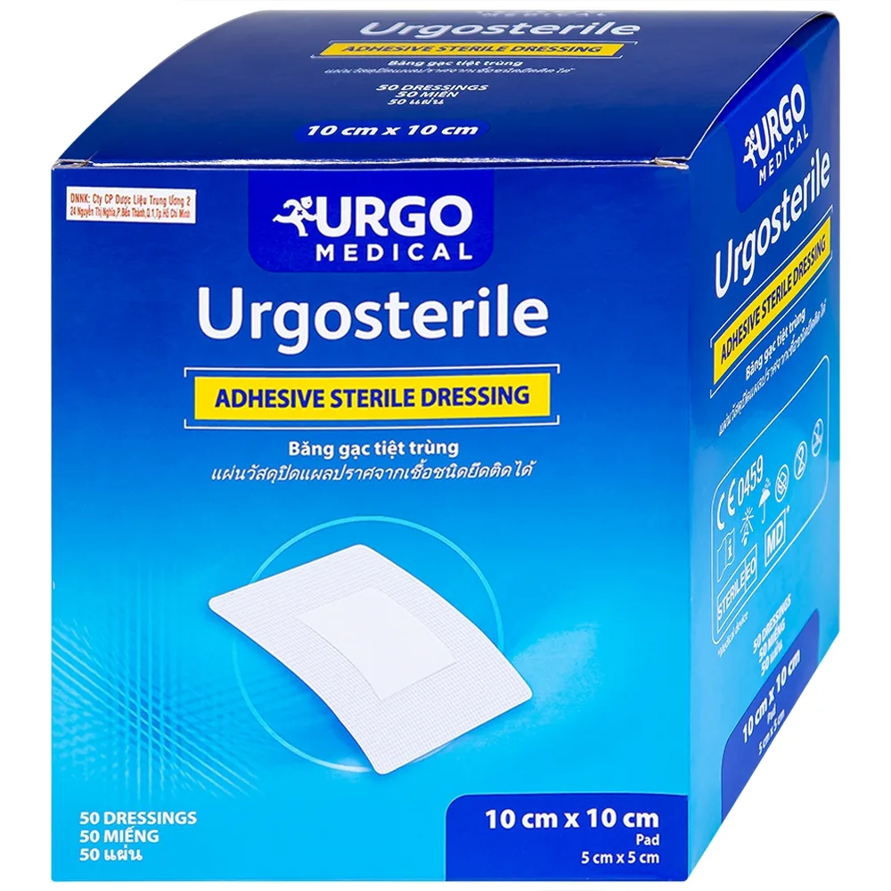 Hình ảnh Băng gạc tiệt trùng Urgosterile 10cm x 10cm bảo vệ vết trầy xước, vết cắt, vết thương (50 miếng)