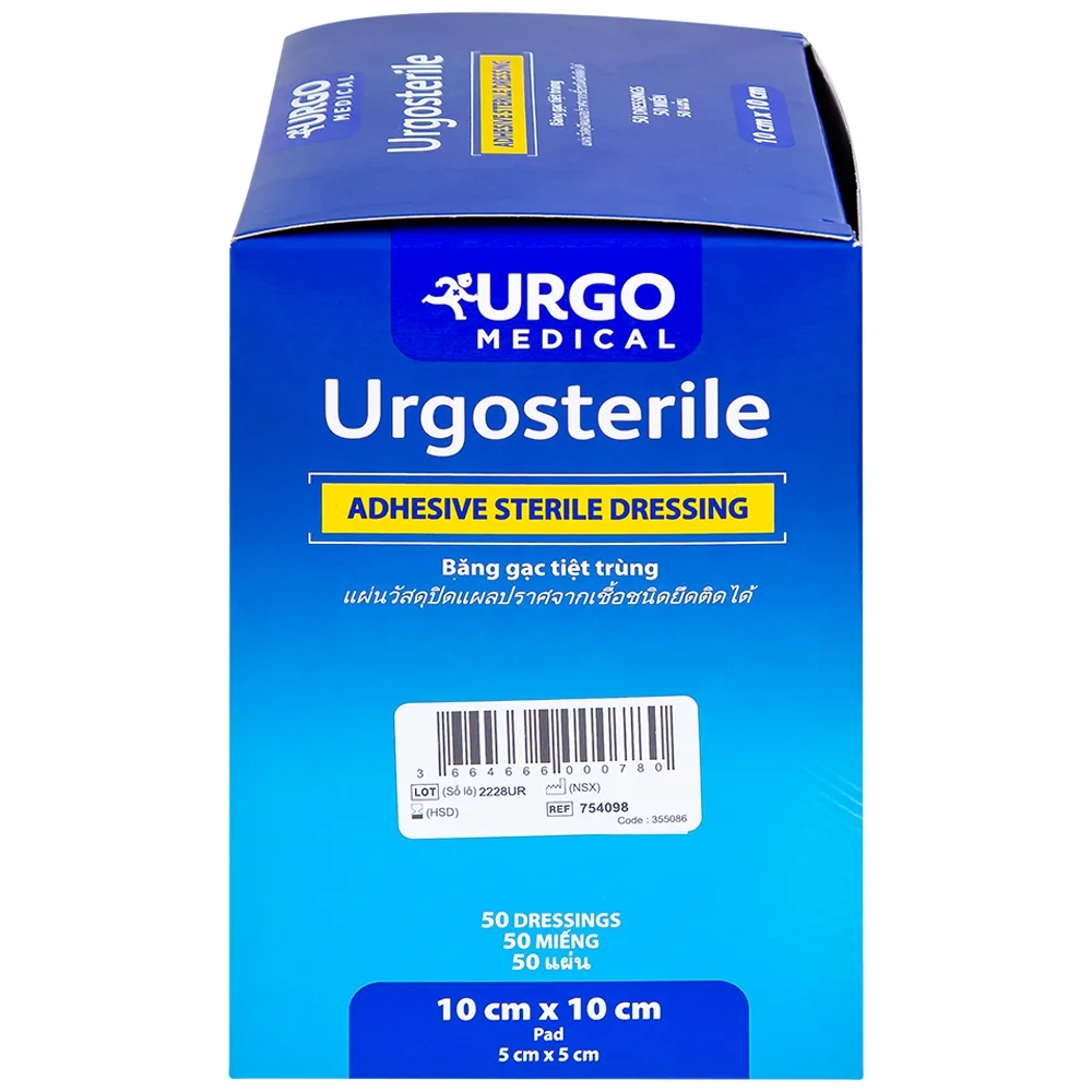 Hình ảnh Băng gạc tiệt trùng Urgosterile 10cm x 10cm bảo vệ vết trầy xước, vết cắt, vết thương (50 miếng)