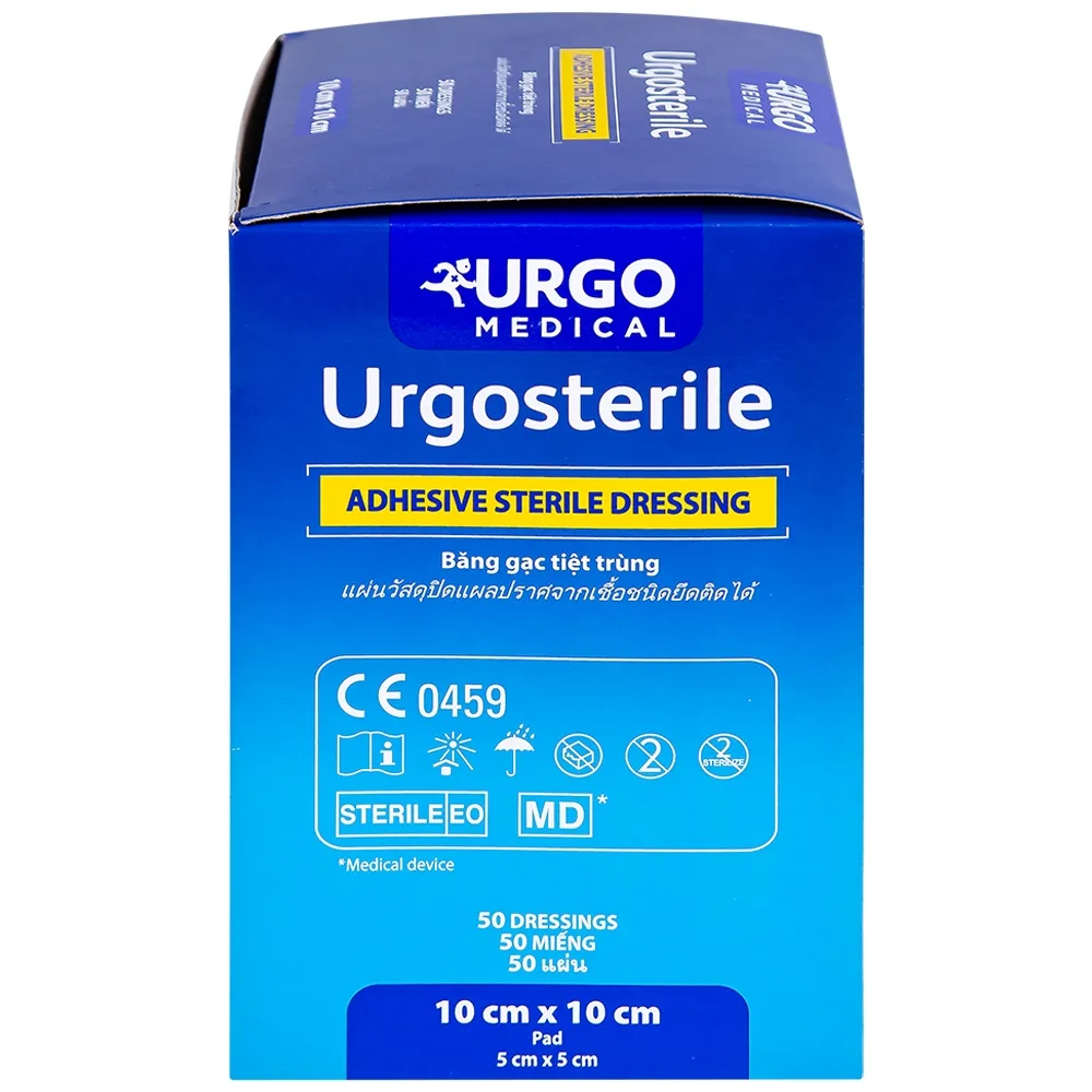 Hình ảnh Băng gạc tiệt trùng Urgosterile 10cm x 10cm bảo vệ vết trầy xước, vết cắt, vết thương (50 miếng)