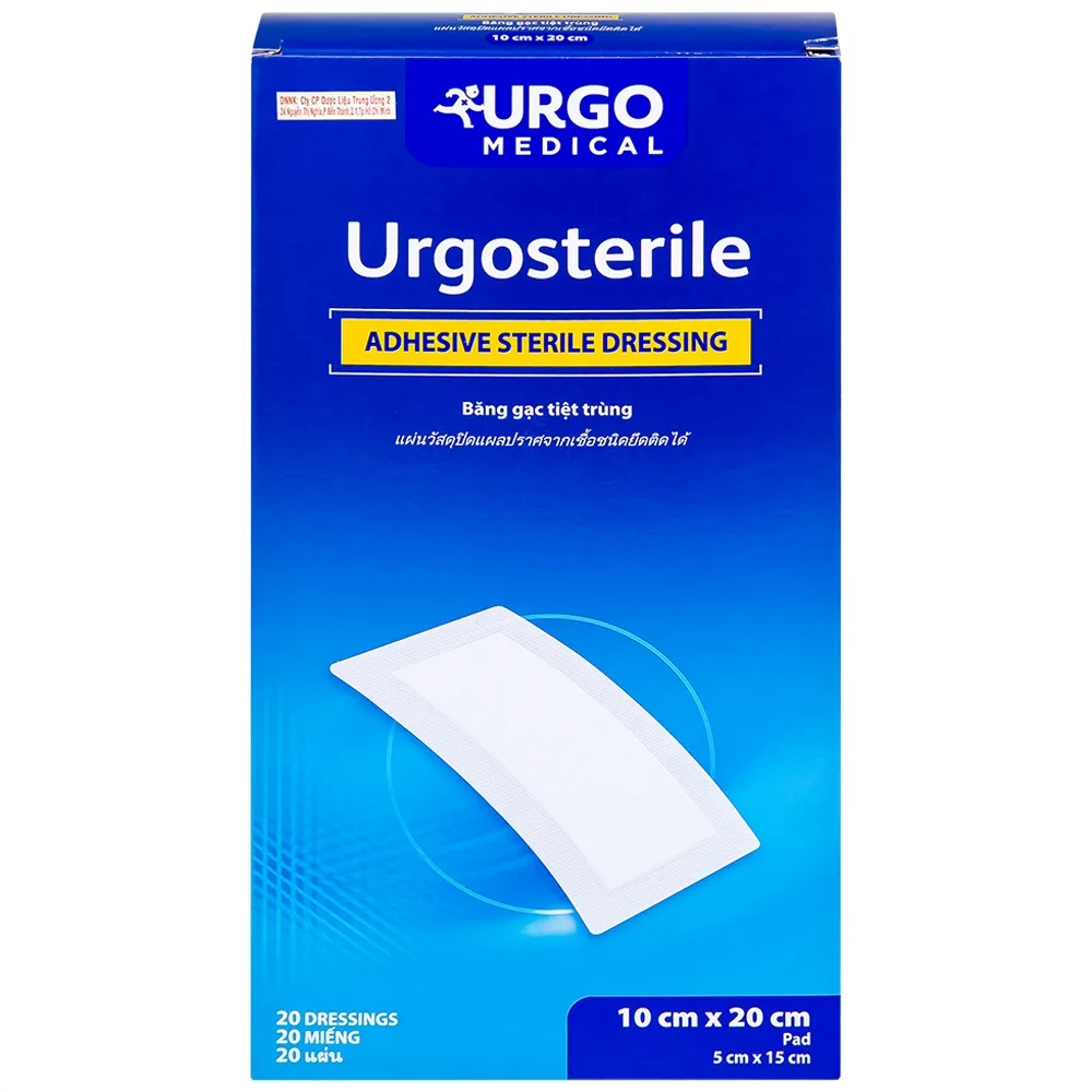 Hình ảnh Băng gạc tiệt trùng Urgosterile 10cm x 20cm bảo vệ vết trầy xước, vết cắt, vết thương (20 miếng)