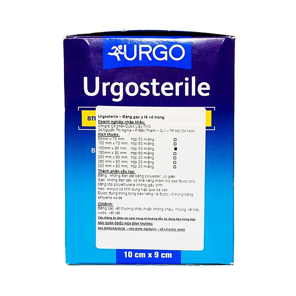 Hình ảnh Băng gạc y tế vô trùng Urgosterile 10cm x 9cm băng các vết thương khâu, vết trầy xước, vết cắt (50 miếng)