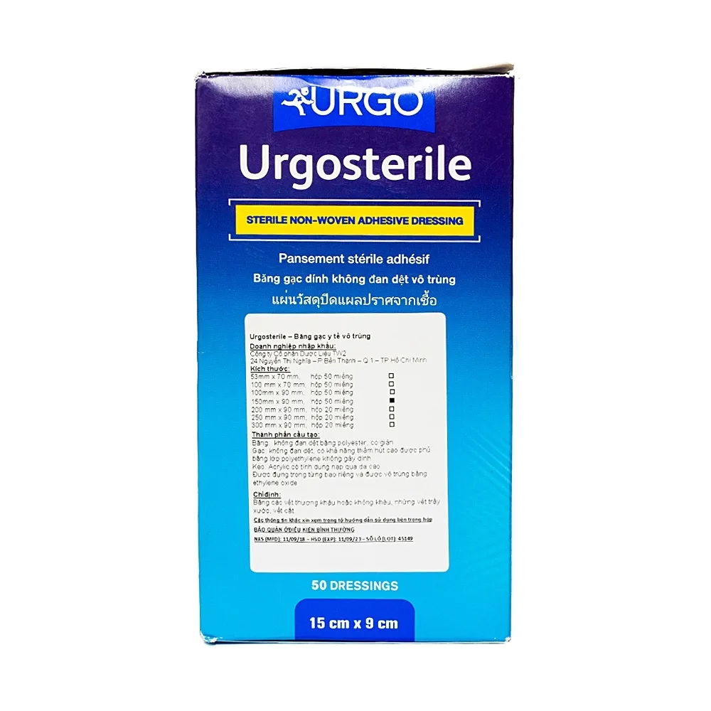 Hình ảnh Băng gạc y tế vô trùng Urgosterile 15cm x 9cm băng các vết thương khâu, vết trầy xước, vết cắt (50 miếng)