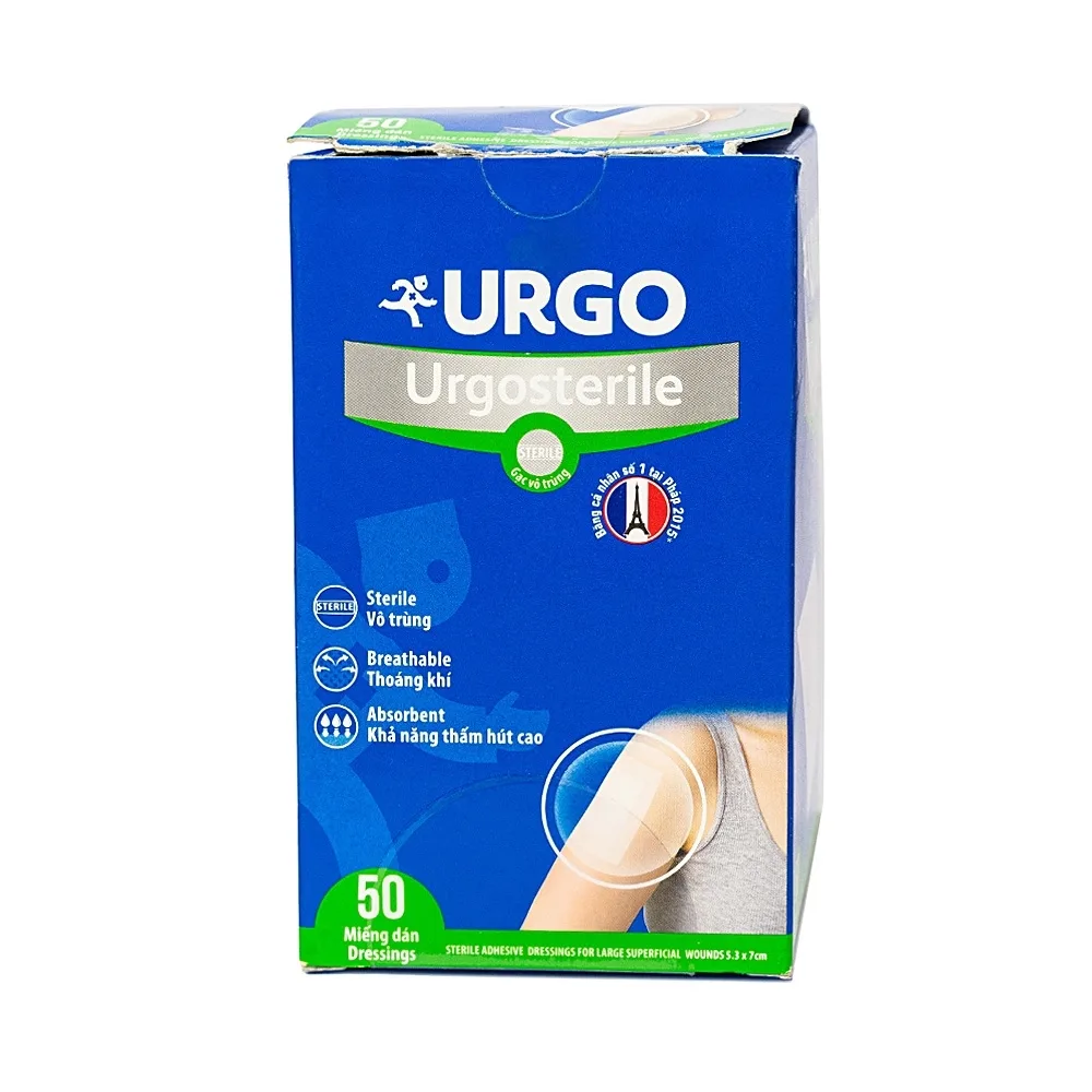 Hình ảnh Băng dán có gạc Urgosterile size 5.3cm x 7cm băng các vết thương do phẫu thuật, khâu, chấn thương (50 miếng)