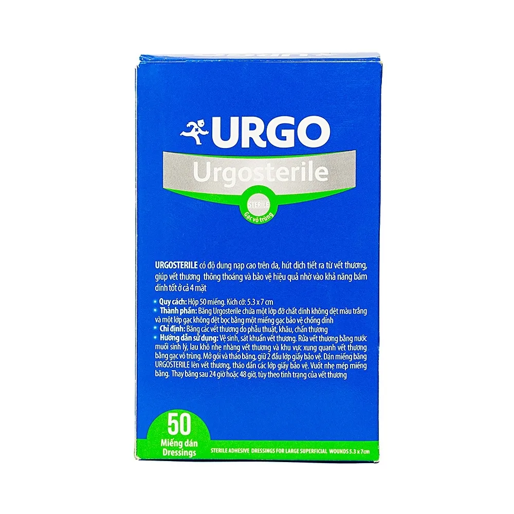 Hình ảnh Băng dán có gạc Urgosterile size 5.3cm x 7cm băng các vết thương do phẫu thuật, khâu, chấn thương (50 miếng)