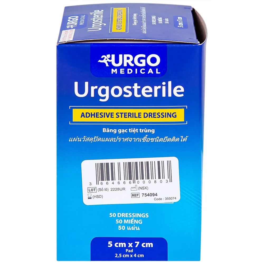 Hình ảnh Băng dán có gạc Urgosterile size 5cm x 7cm băng các vết thương do phẫu thuật, khâu, chấn thương (50 miếng)