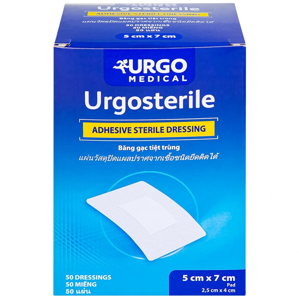 Hình ảnh Băng dán có gạc Urgosterile size 5cm x 7cm băng các vết thương do phẫu thuật, khâu, chấn thương (50 miếng)