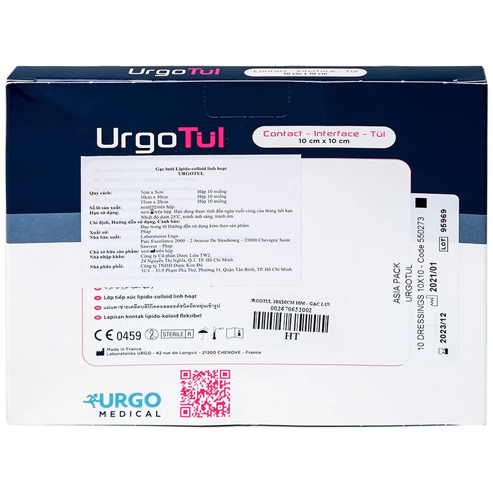 Hình ảnh Gạc lưới vô trùng chống dính UrgoTul size 10cm x 10cm băng các vết thương cấp tính, mãn tính (10 miếng)