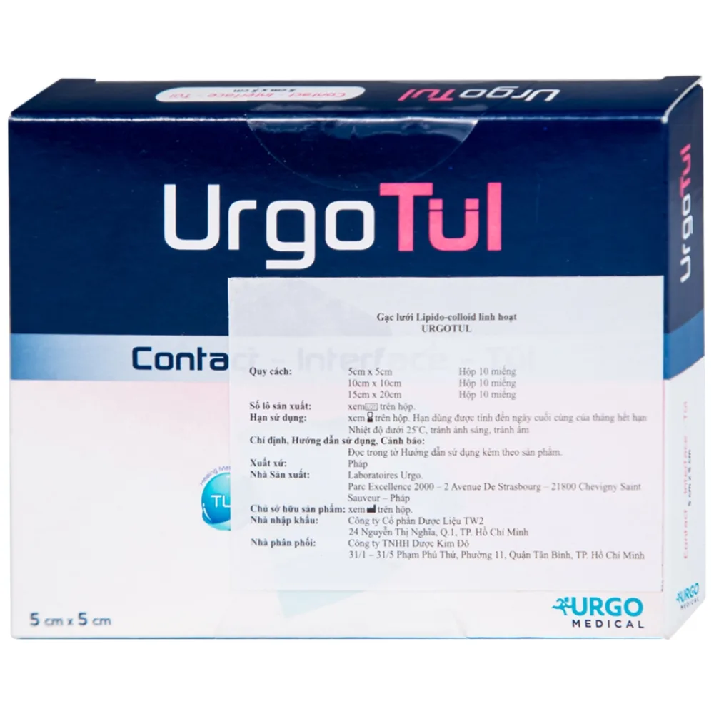Hình ảnh Gạc lưới vô trùng chống dính UrgoTul size 5cm x 5cm băng các vết thương cấp tính, mãn tính (10 miếng)