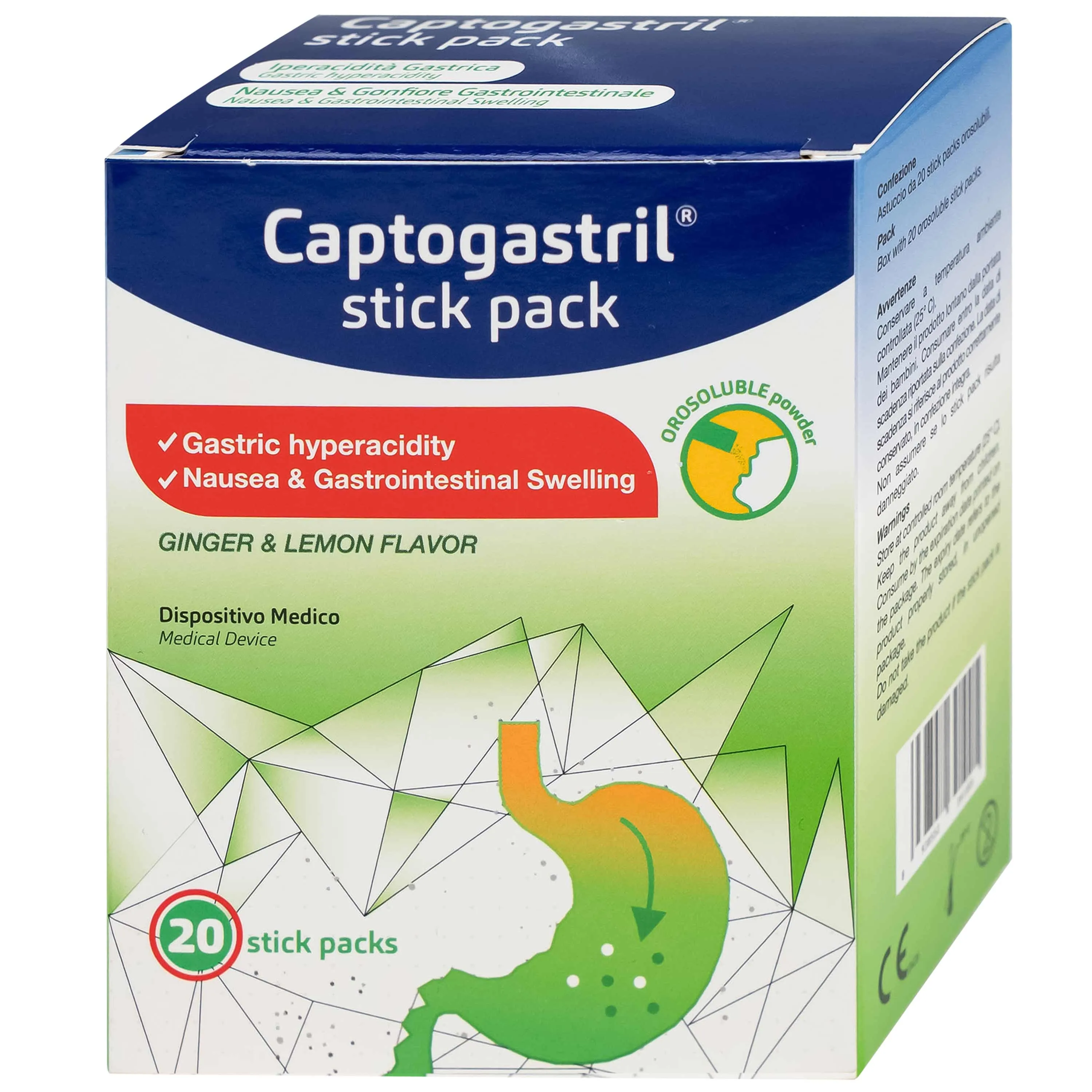 Hình ảnh Vi bột Captogastril giảm nhanh acid, đau dạ dày, ợ nóng, đầy hơi, buồn nôn, khó tiêu hộp 20 gói