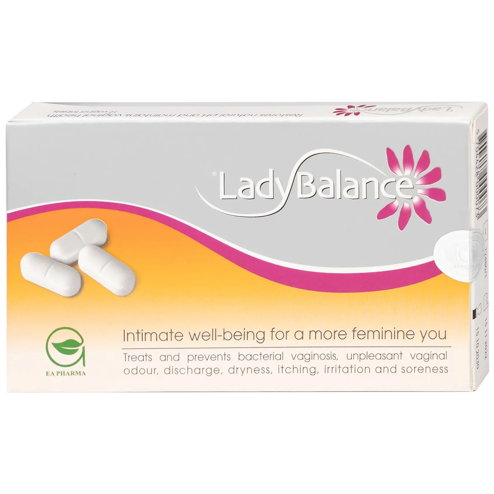 Hình ảnh Viên đặt âm đạo LadyBalance giảm khí hư và mùi hôi âm đạo do nhiễm khuẩn âm đạo (1 vỉ x 12 viên)