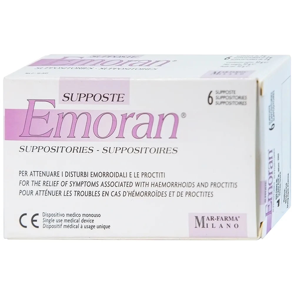 Hình ảnh Viên đặt Supposte Emoran giảm các triệu chứng của bệnh trĩ, viêm trực tràng (6 viên)