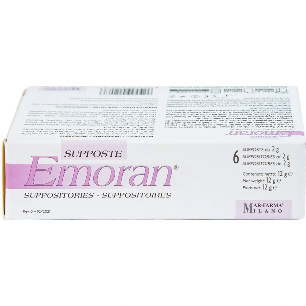Hình ảnh Viên đặt Supposte Emoran giảm các triệu chứng của bệnh trĩ, viêm trực tràng (6 viên)