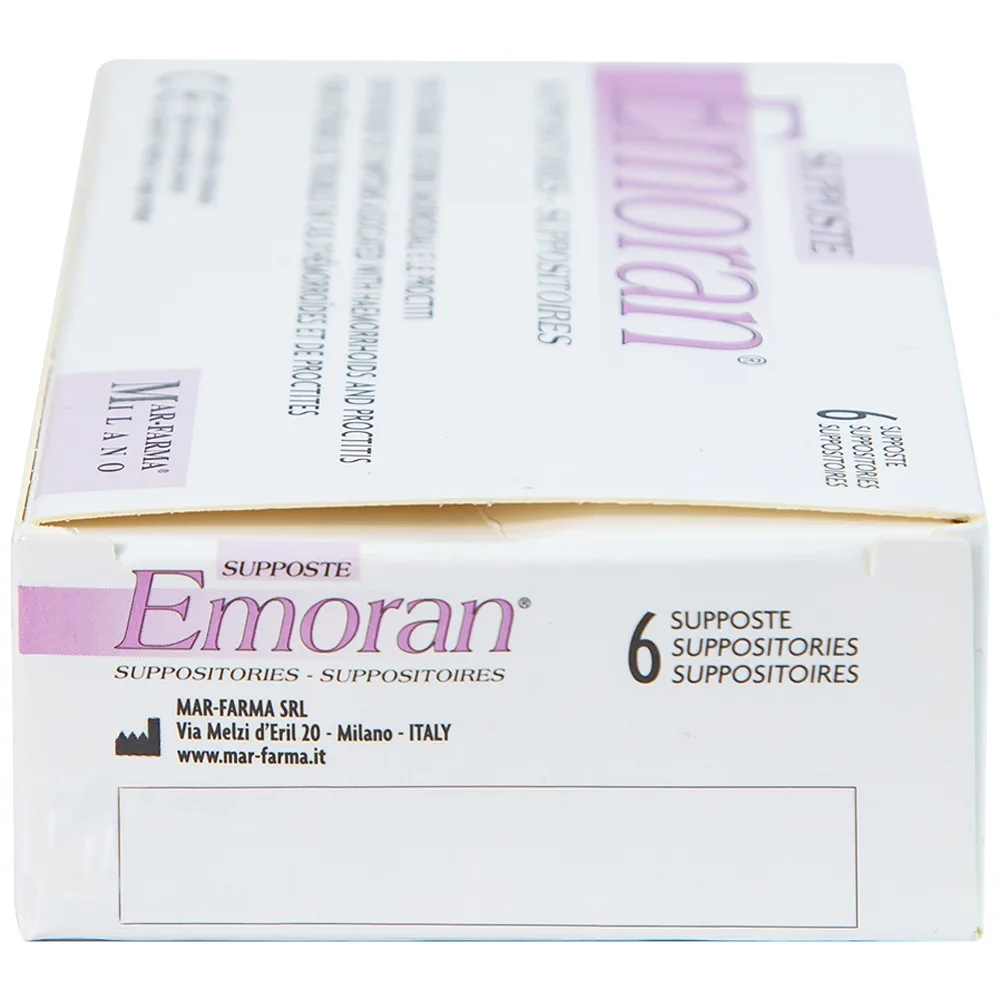Hình ảnh Viên đặt Supposte Emoran giảm các triệu chứng của bệnh trĩ, viêm trực tràng (6 viên)