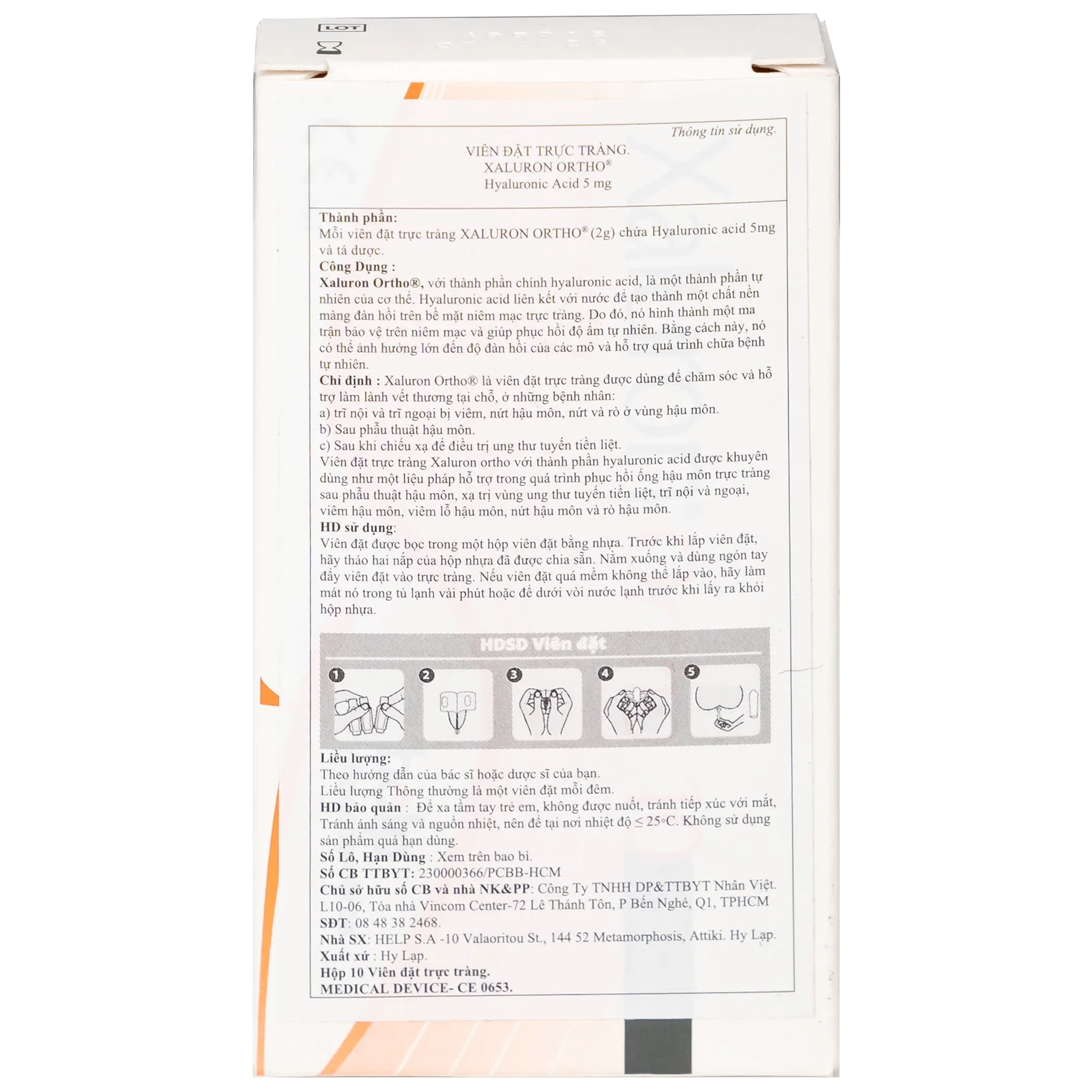 Hình ảnh Viên đặt trực tràng Xaluron Ortho 5mg Help chăm sóc và hỗ trợ làm lành vết thương (10 viên)