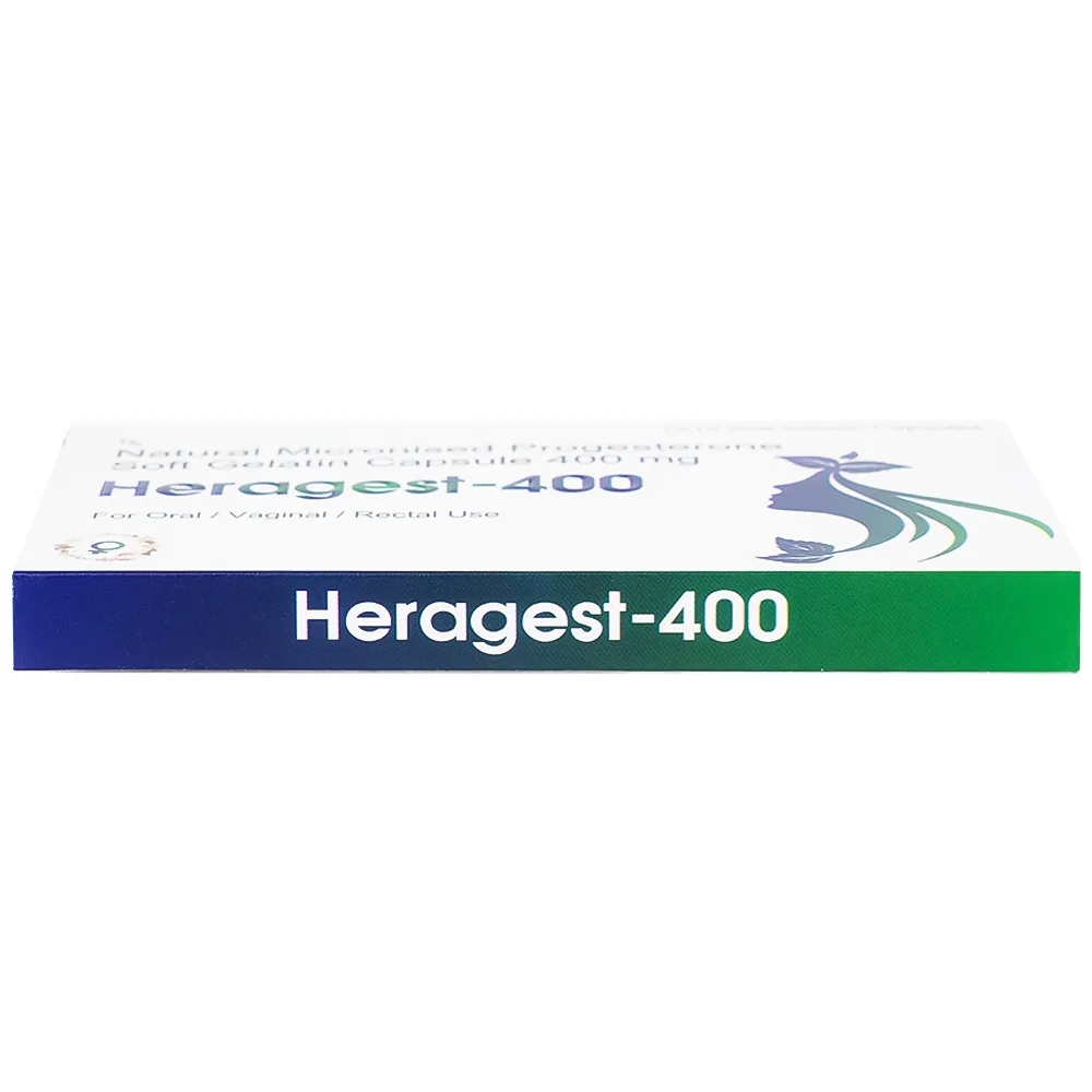 Hình ảnh Viên nội tiết tố Heragest - 400 hỗ trợ dự phòng sảy thai, vô sinh nữ, hội chứng tiền kinh nguyệt (1 vỉ x 10 viên)