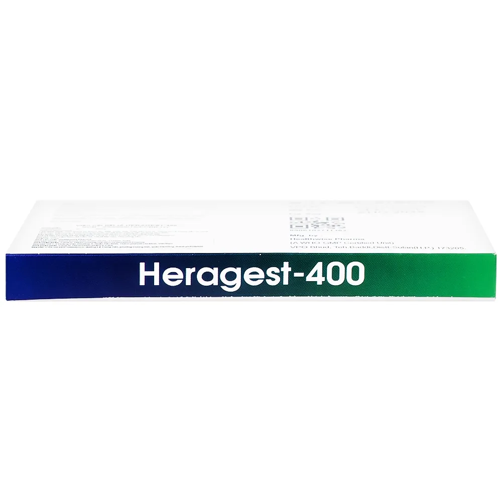 Hình ảnh Viên nội tiết tố Heragest - 400 hỗ trợ dự phòng sảy thai, vô sinh nữ, hội chứng tiền kinh nguyệt (1 vỉ x 10 viên)