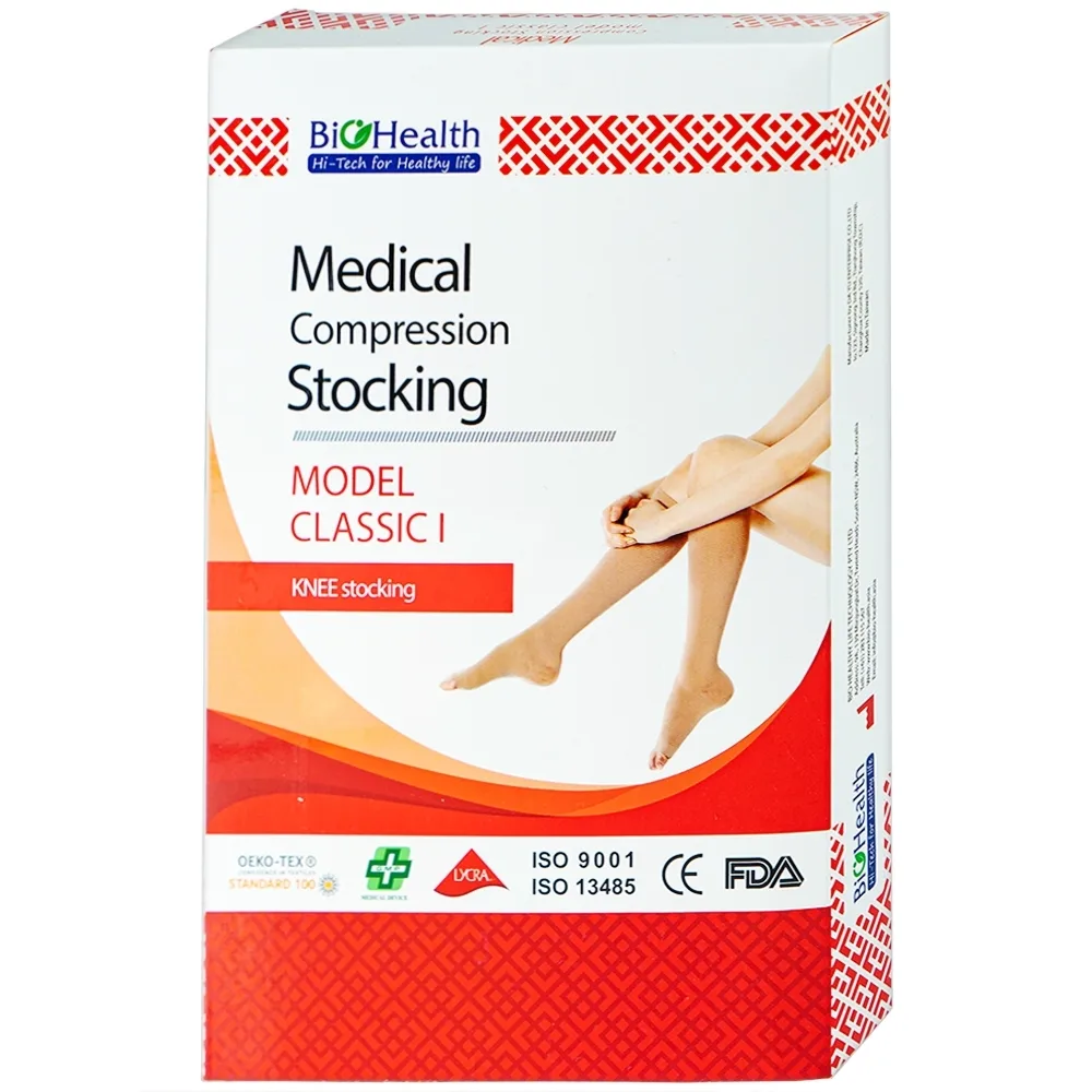 Hình ảnh Vớ gối y khoa Medical Compression Stocking Model Classic I Biohealth màu da size M điều trị giãn tĩnh mạch chân