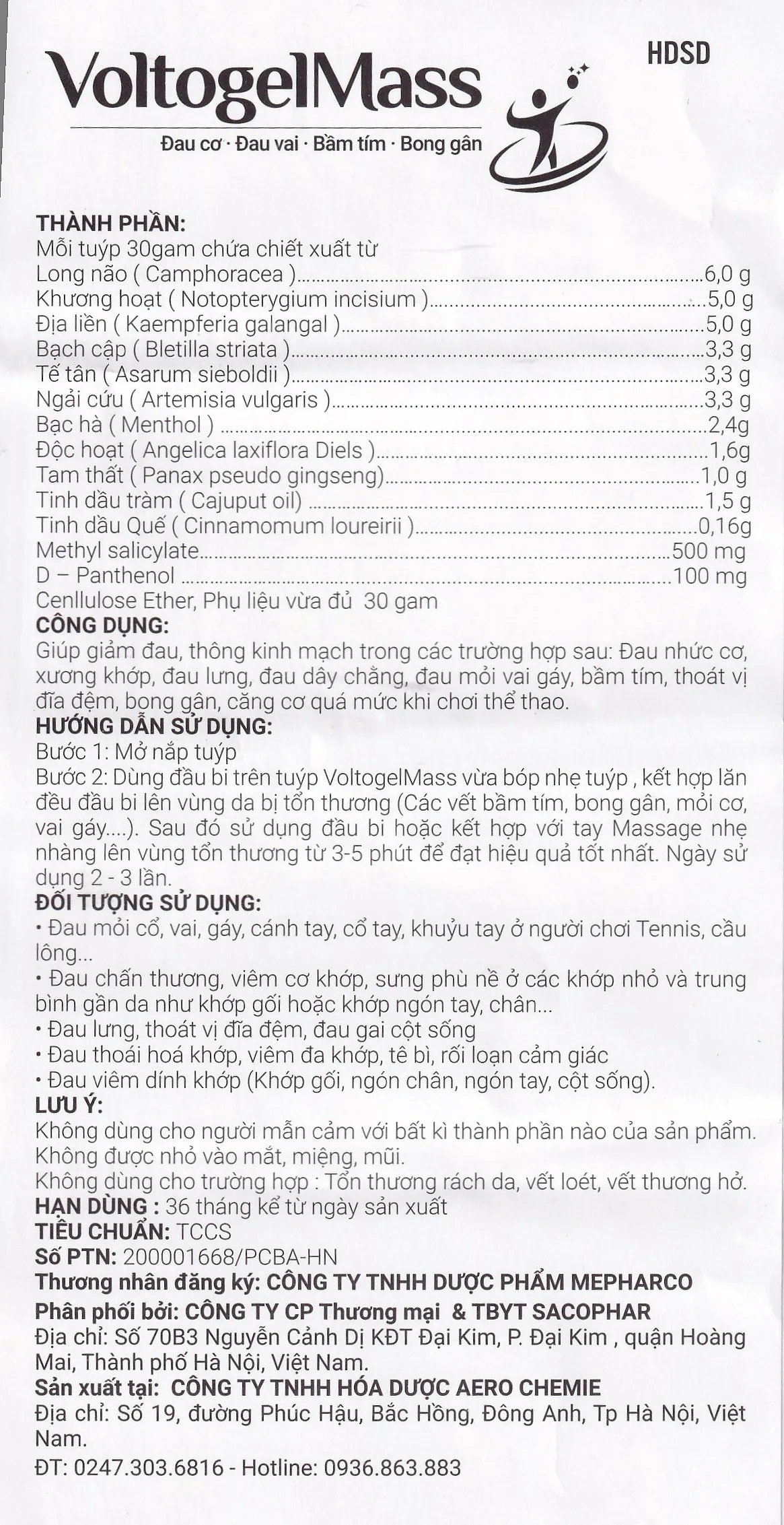 Hình ảnh Gel bôi giảm đau VoltogelMass 30g Aero Chemie đau cơ, đau vai, bầm tím, bong gân