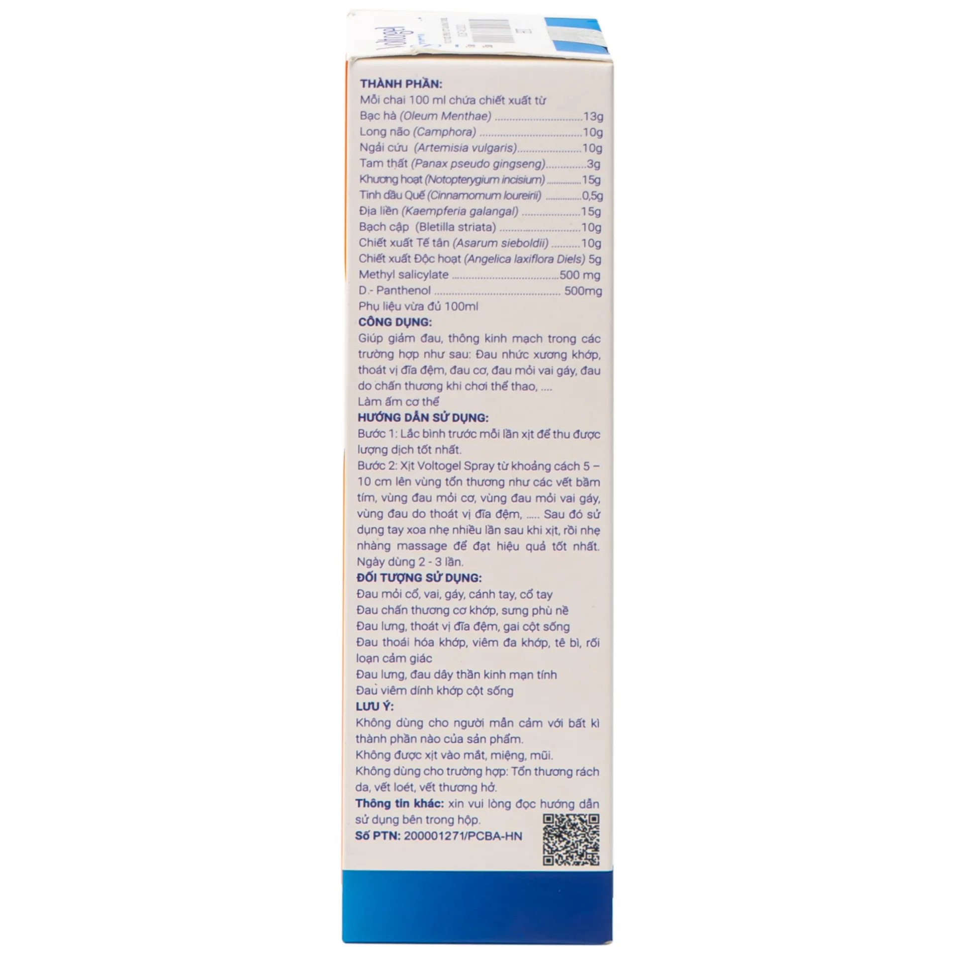 Hình ảnh Bình xịt Voltogel Spray 100ml Aero Chemie đau cơ, đau vai, bầm tím, bong gân