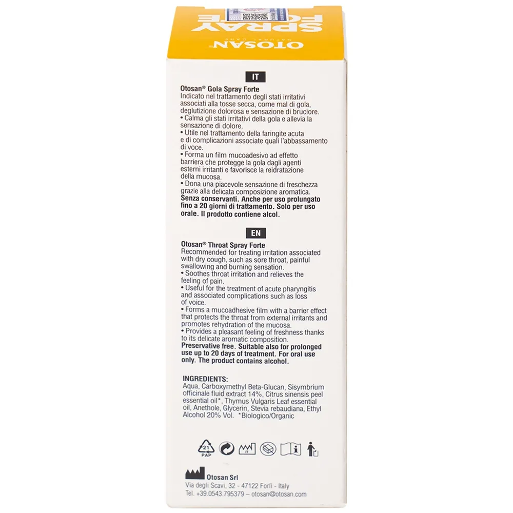 Hình ảnh Xịt họng Otosan Spray Forte hỗ trợ điều trị viêm họng cấp, viêm hô hấp, giảm đau rát họng (30ml)