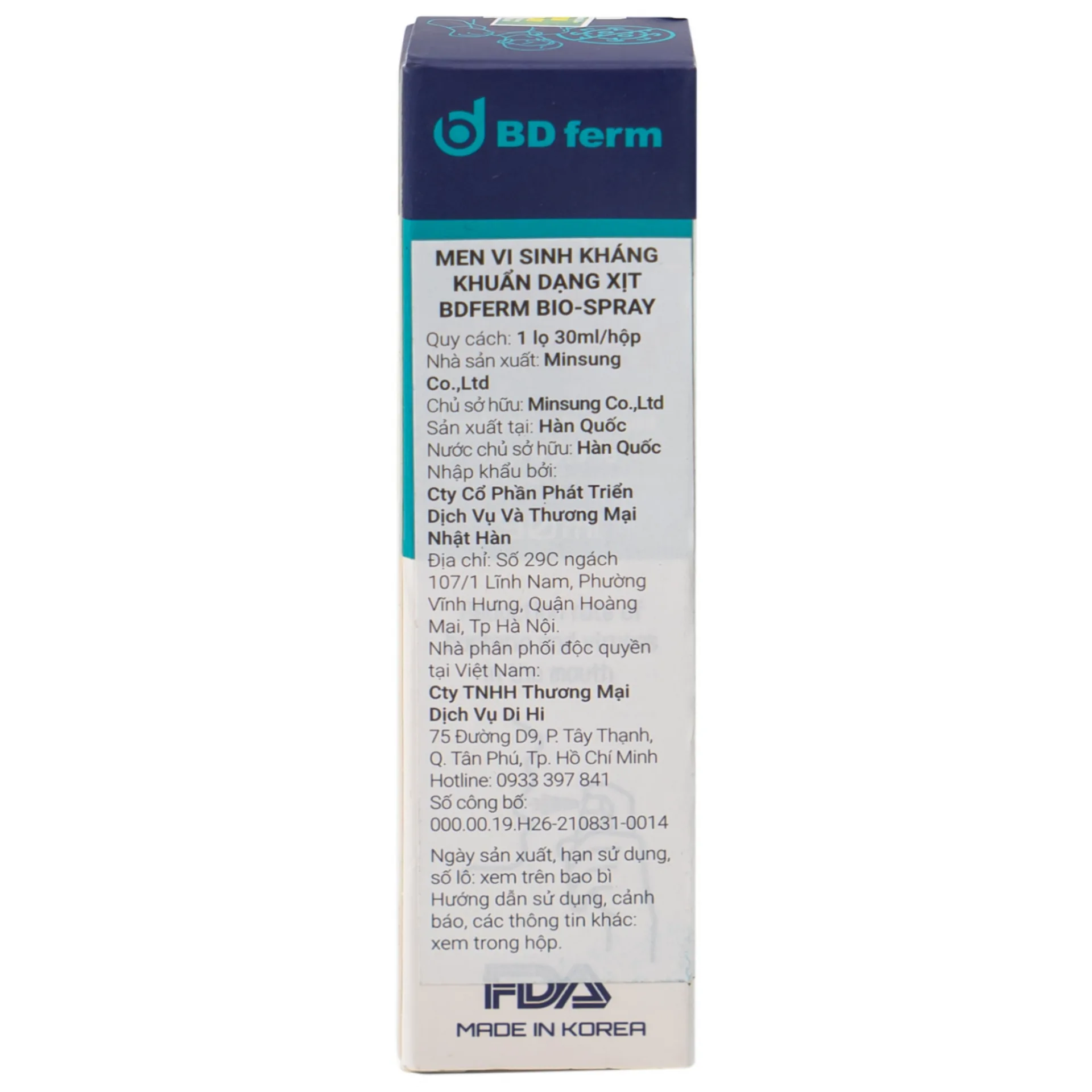 Hình ảnh Men vi sinh kháng khuẩn dạng xịt BDFerm Bio - Spray 30ml ngăn ngừa các bệnh hô hấp