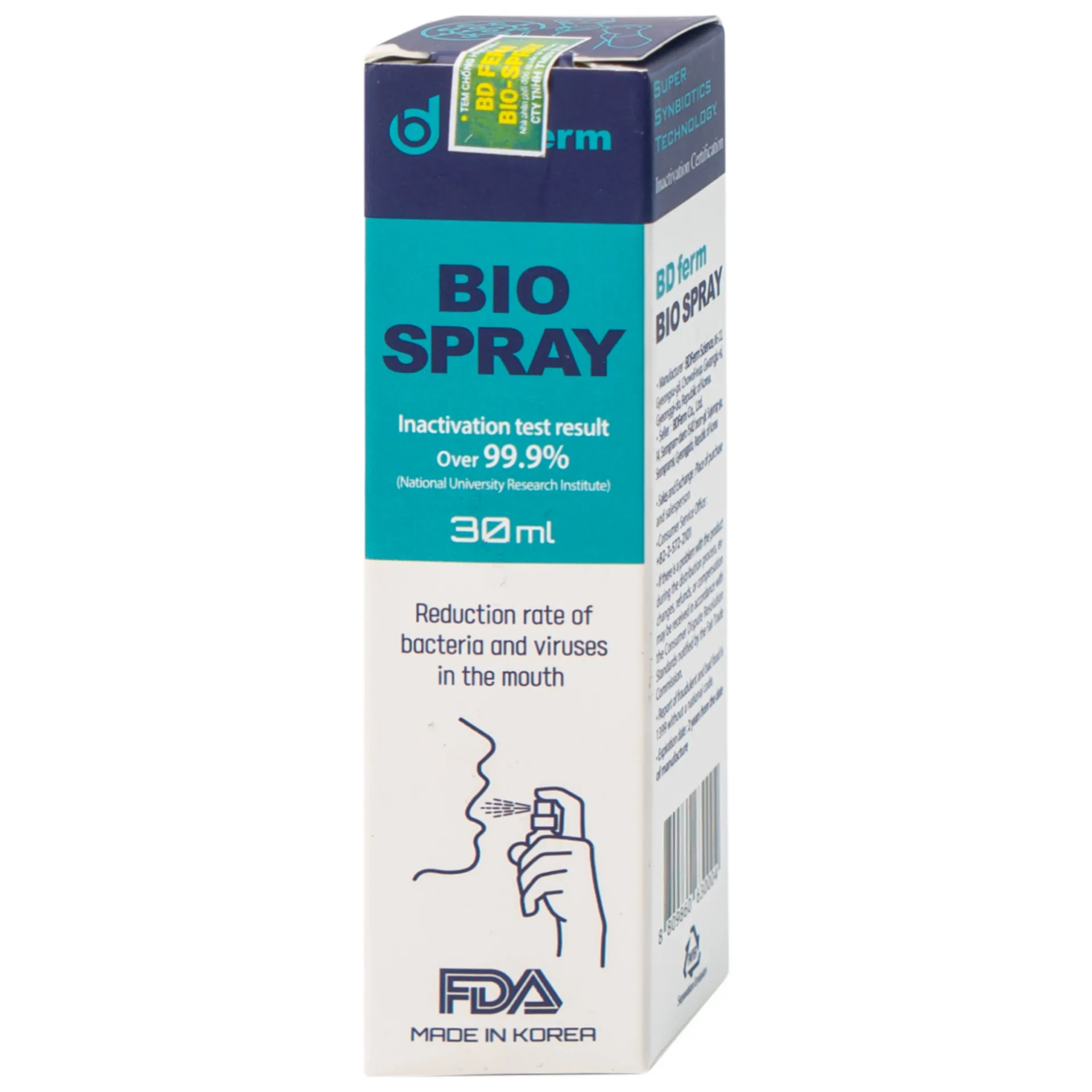 Hình ảnh Men vi sinh kháng khuẩn dạng xịt BDFerm Bio - Spray 30ml ngăn ngừa các bệnh hô hấp