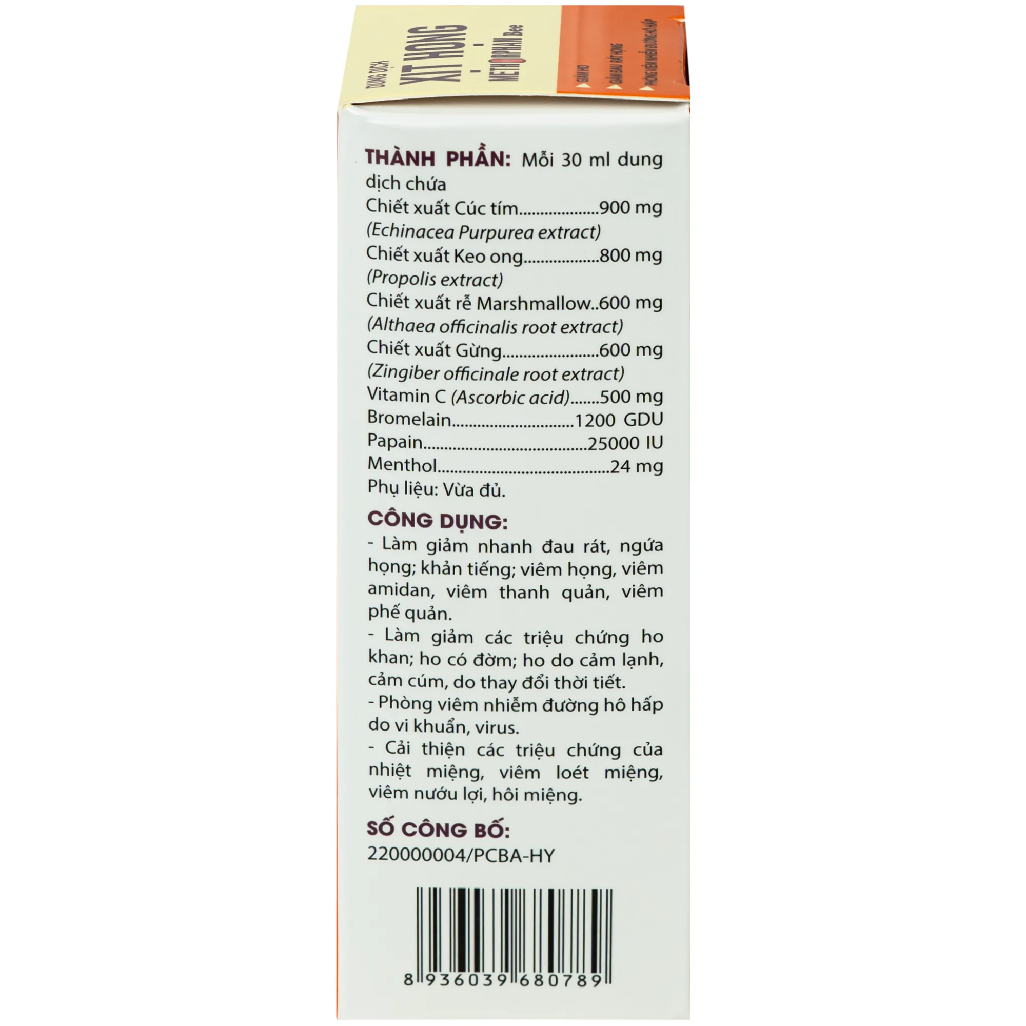Hình ảnh Xịt họng Methorphan Bee Traphaco giảm ho, viêm họng, viêm phế quản - Giảm nhiệt miệng, viêm loét miệng, viêm nướu, hôi miệng (30ml)