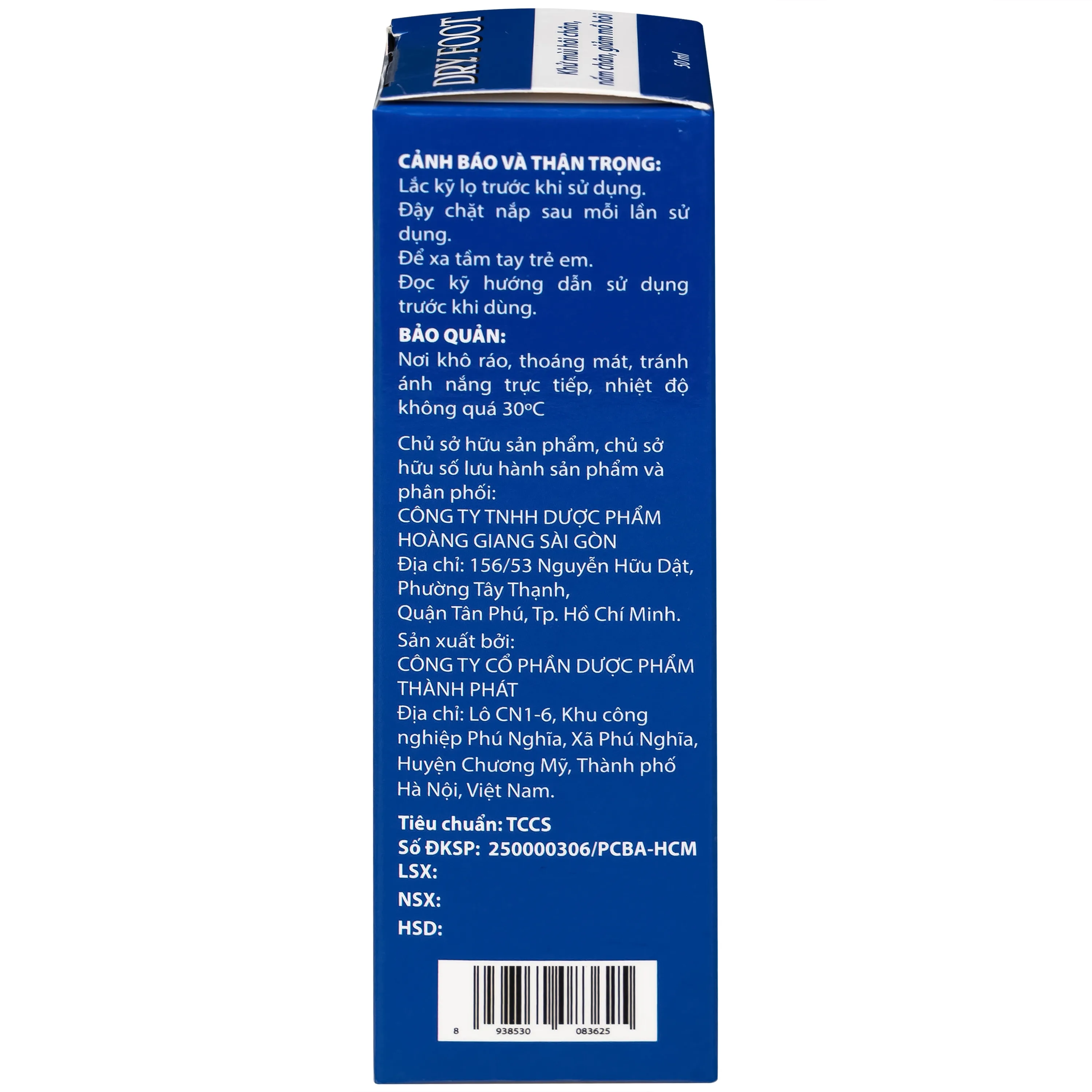 Hình ảnh Xịt khử mùi Dry foot HGSG 50ml giúp khử mùi và ngăn ngừa hôi chân, nấm chân, giảm mồ hôi