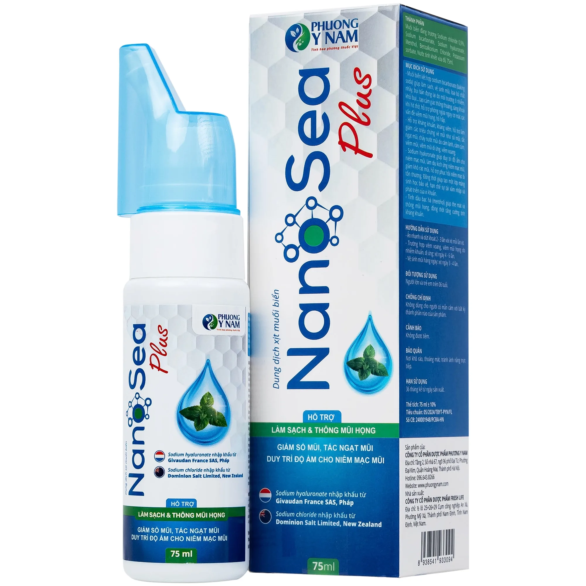 Hình ảnh Xịt mũi muối biển Nano Sea Plus 75ml Phương Y Nam làm sạch, vệ sinh mũi, loại bỏ chất nhầy