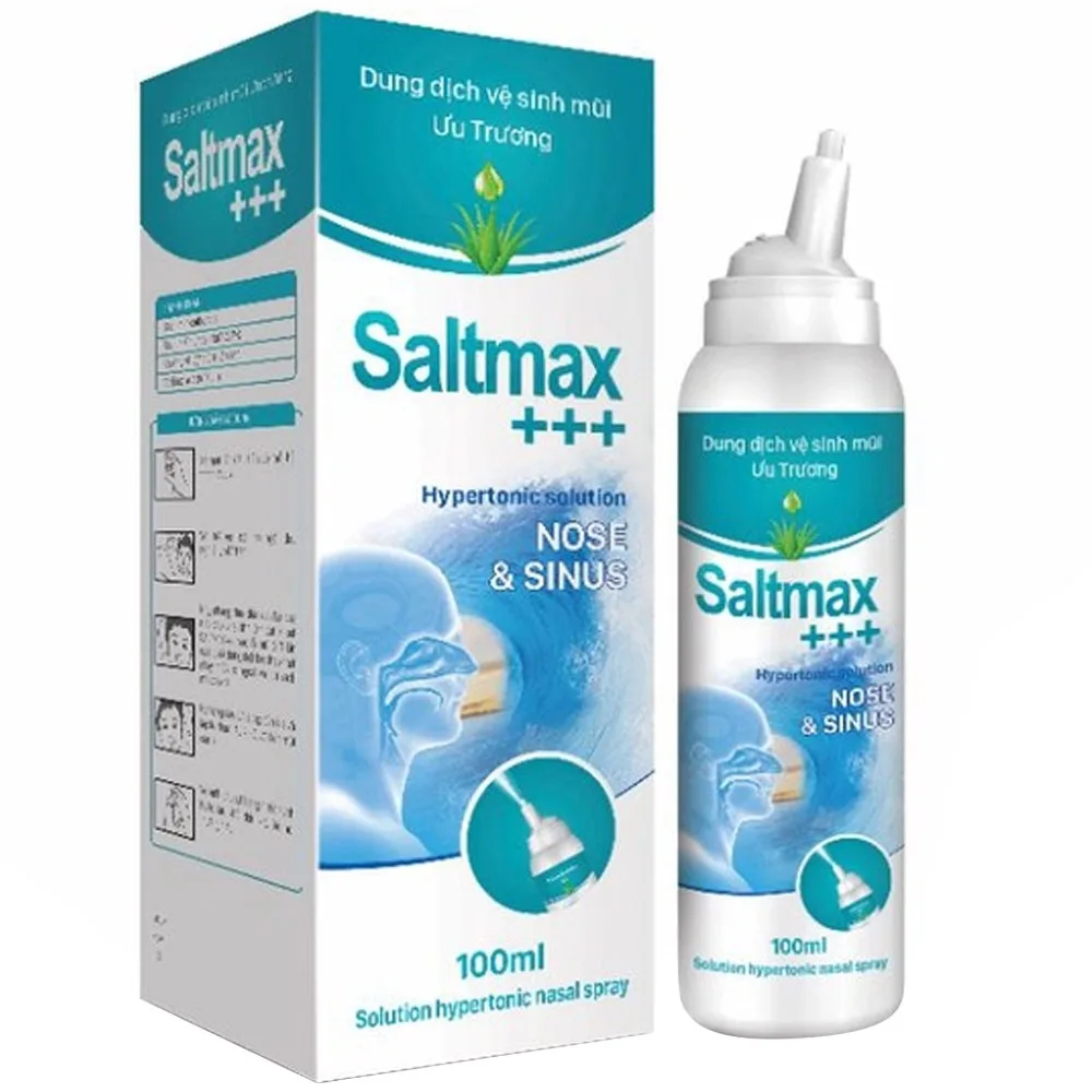 Hình ảnh Dung dịch xịt mũi Saltmax+++ 100ml Hóa Dược dùng vệ sinh mũi, loại bỏ gỉ mũi, chất nhầy, bụi bẩn