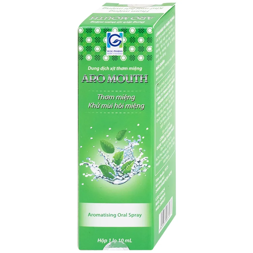 Hình ảnh Xịt thơm miệng Aro Mouth 10ml Hgsg Pharma làm thơm miệng tức thì khử mùi hôi miệng, mùi thức ăn, rượu bia