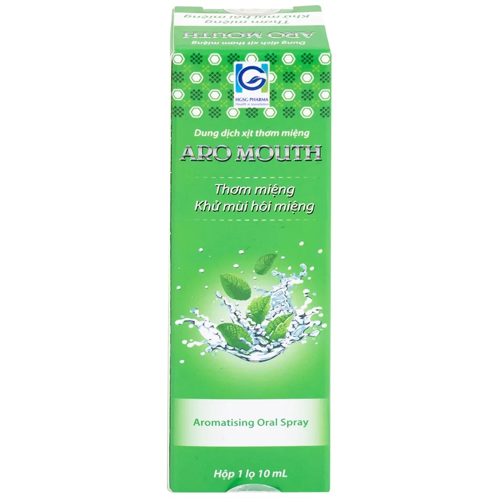 Hình ảnh Xịt thơm miệng Aro Mouth 10ml Hgsg Pharma làm thơm miệng tức thì khử mùi hôi miệng, mùi thức ăn, rượu bia