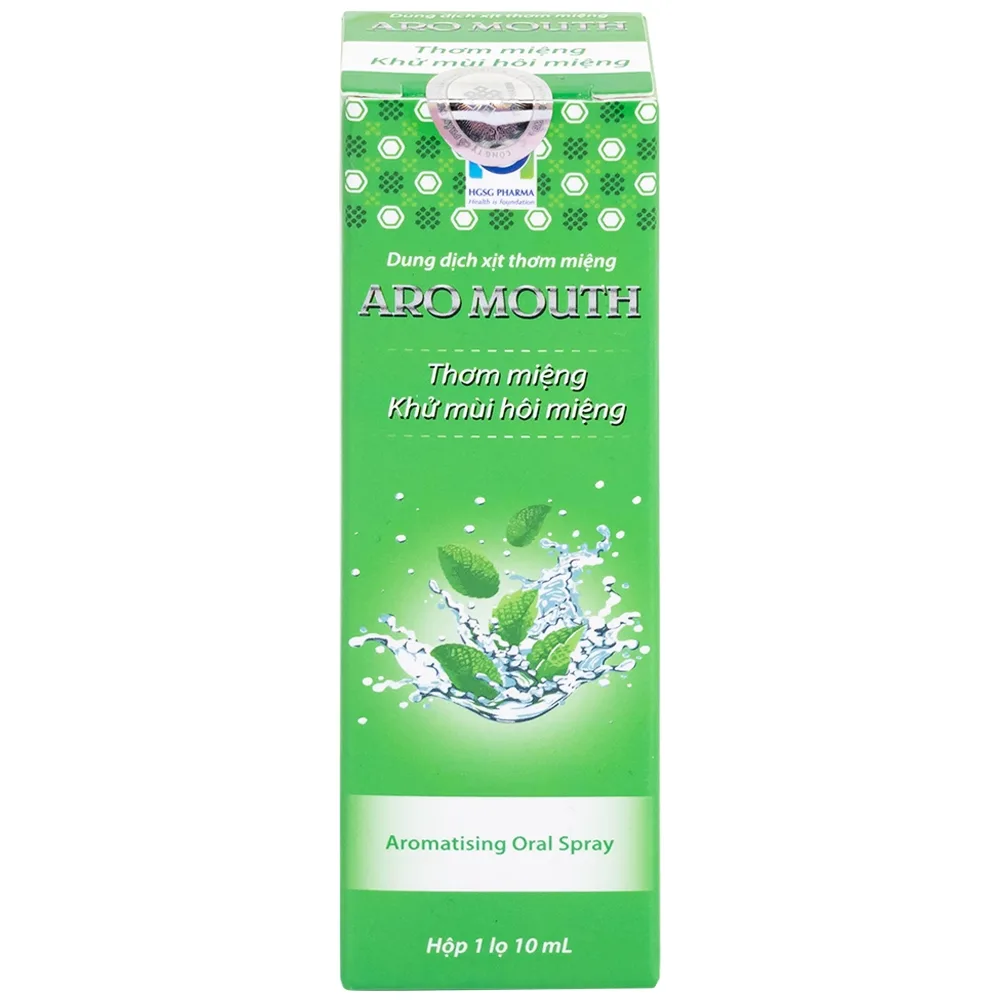 Hình ảnh Xịt thơm miệng Aro Mouth 10ml Hgsg Pharma làm thơm miệng tức thì khử mùi hôi miệng, mùi thức ăn, rượu bia