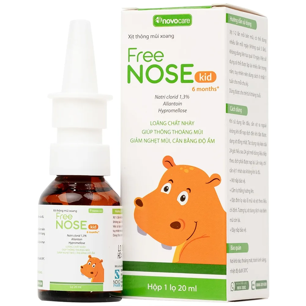 Hình ảnh Dung dịch vệ sinh mũi, xoang Free Nose Kid 6 Month+ Novocare 20ml loãng chất nhày, giảm nghẹt mũi