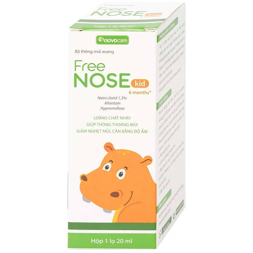 Hình ảnh Dung dịch vệ sinh mũi, xoang Free Nose Kid 6 Month+ Novocare 20ml loãng chất nhày, giảm nghẹt mũi