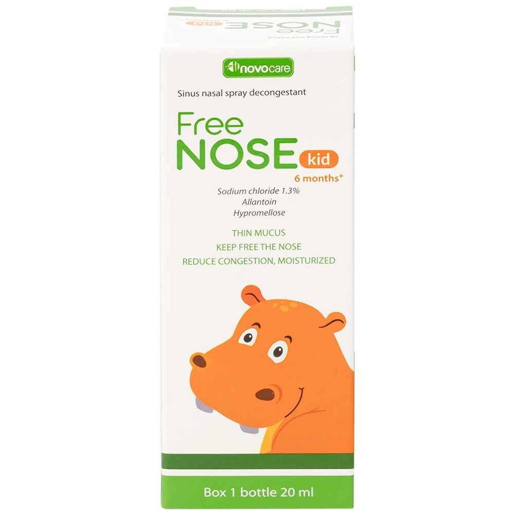 Hình ảnh Dung dịch vệ sinh mũi, xoang Free Nose Kid 6 Month+ Novocare 20ml loãng chất nhày, giảm nghẹt mũi