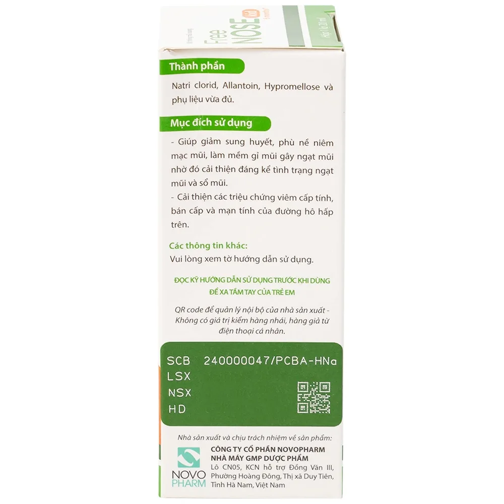 Hình ảnh Dung dịch vệ sinh mũi, xoang Free Nose Kid 6 Month+ Novocare 20ml loãng chất nhày, giảm nghẹt mũi