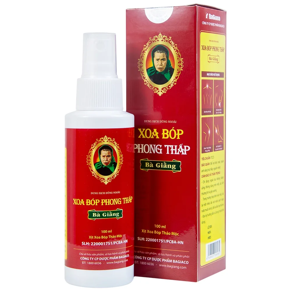 Hình ảnh Xịt xoa bóp phong thấp Bà Giằng 100ml giảm triệu chứng phong thấp, đau gân cơ khớp