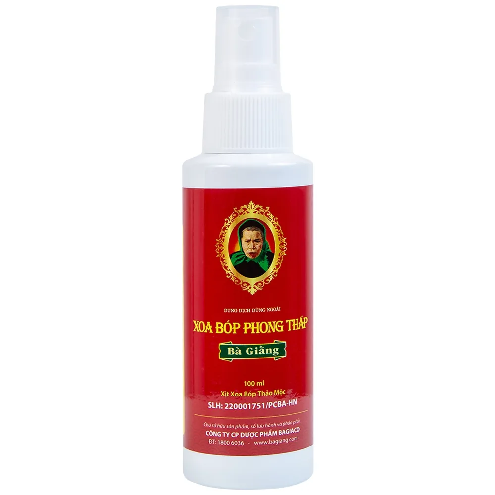 Hình ảnh Xịt xoa bóp phong thấp Bà Giằng 100ml giảm triệu chứng phong thấp, đau gân cơ khớp